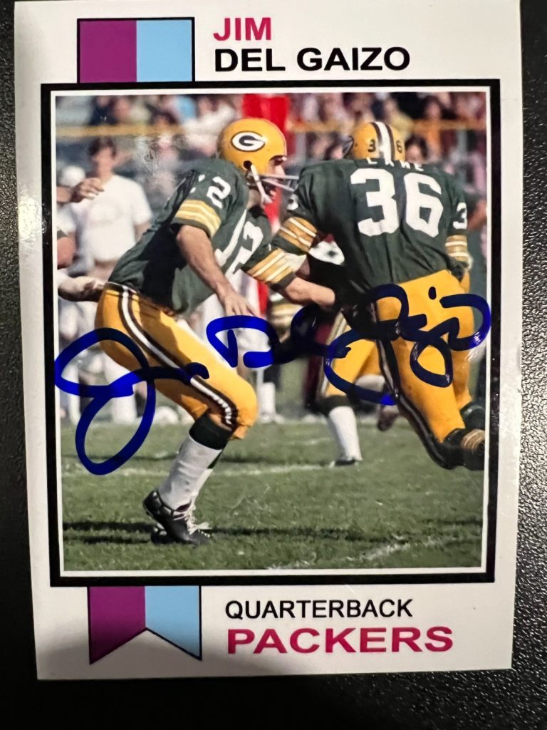 JIM DEL GAIZO GREEN BAY PACKERS  SIGNED 1973 STYLE CUSTOM CARD