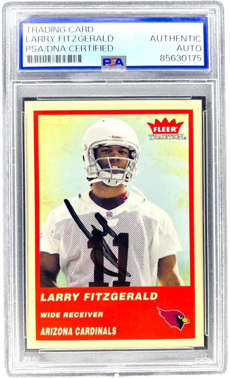 LARRY FITZGERALD SIGNED 2004 FLEER TRADITION #332 ROOKIE RC PSA AUTO