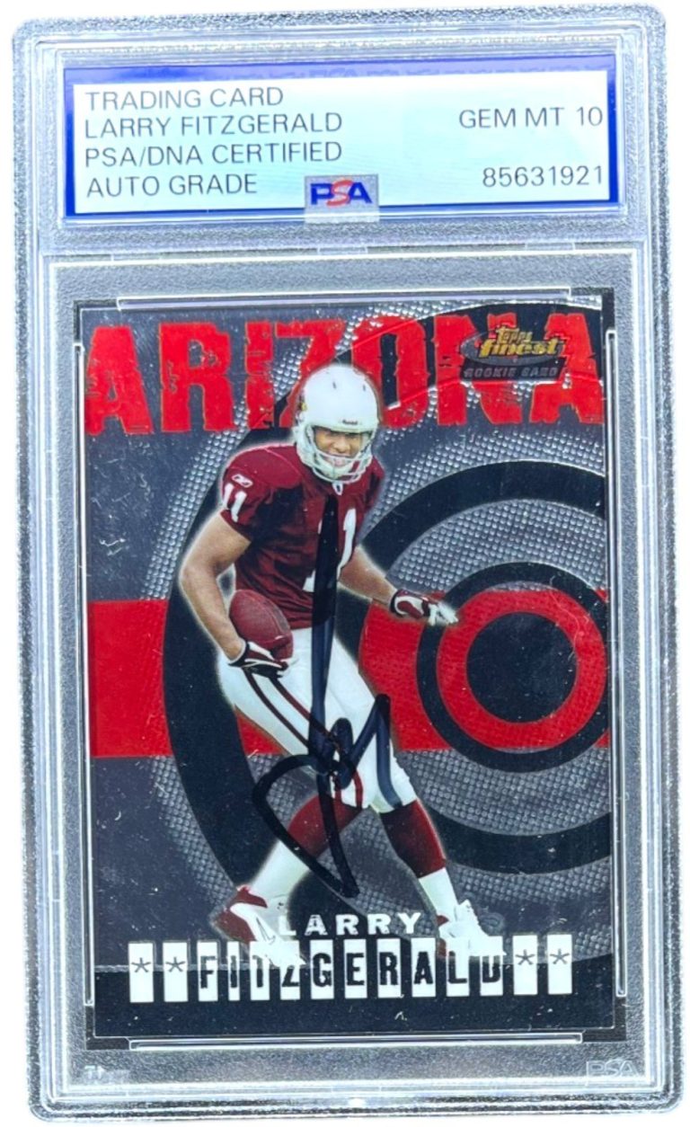 2004 Topps Finest #100 Larry Fitzgerald Signed RC Rookie Card PSA Auto 10
