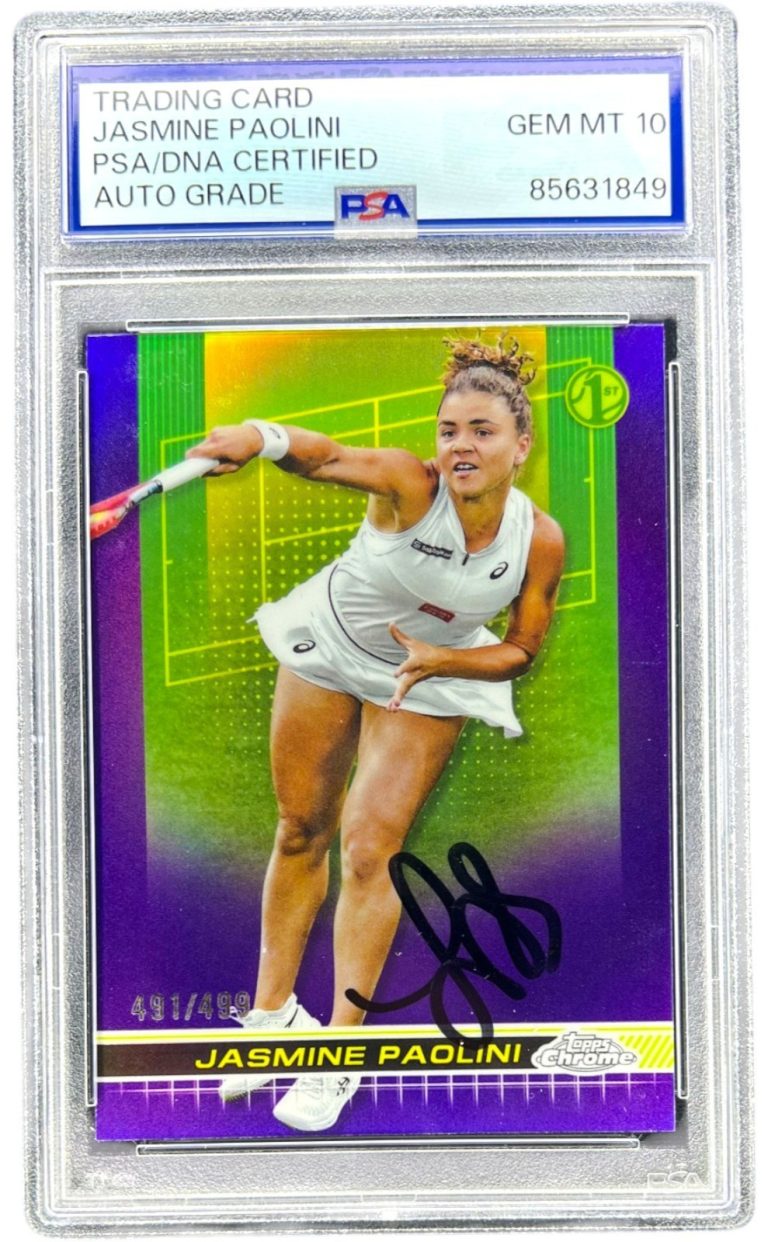 JASMINE PAOLINI SIGNED 2024 TOPPS CHROME PURPLE REFRACTOR /499 PSA AUTO 10 !