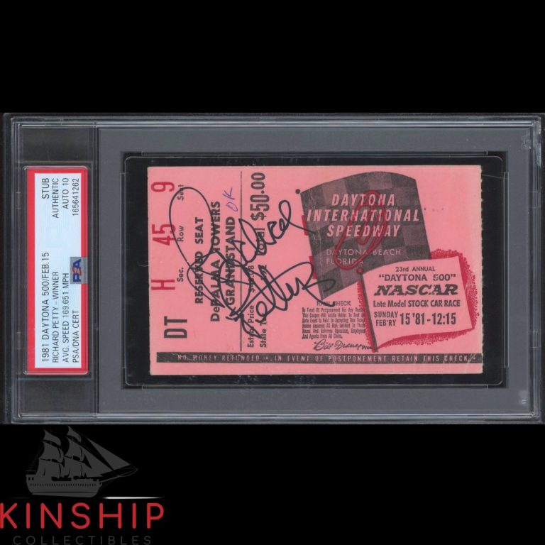 Richard Petty signed 1981 Daytona 500 Ticket PSA DNA Slab NASCAR Win Auto C6536