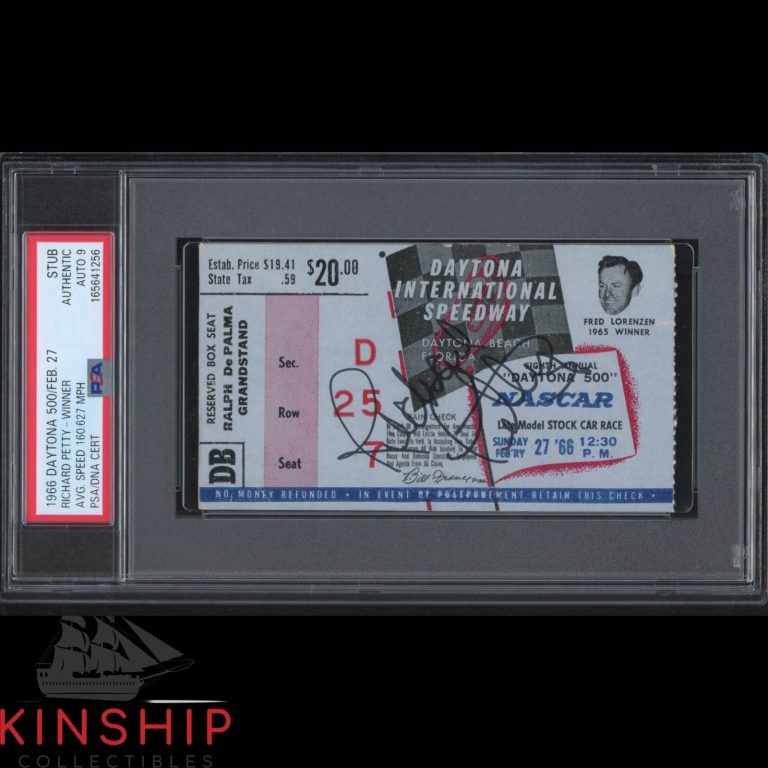 Richard Petty signed 1966 Daytona 500 Ticket PSA DNA Slab NASCAR Win Auto C6540