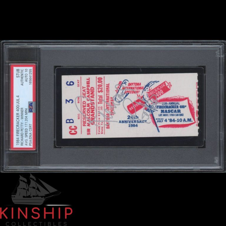 Richard Petty signed 1984 Firecracker 400 Ticket #200 Win PSA DNA Auto 10 C6545