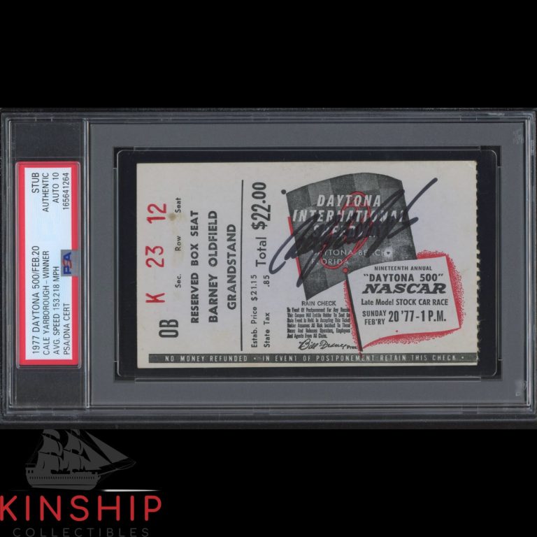 Cale Yarborough signed 1977 Daytona 500 Ticket PSA DNA Slab NASCAR Auto 10 C6543