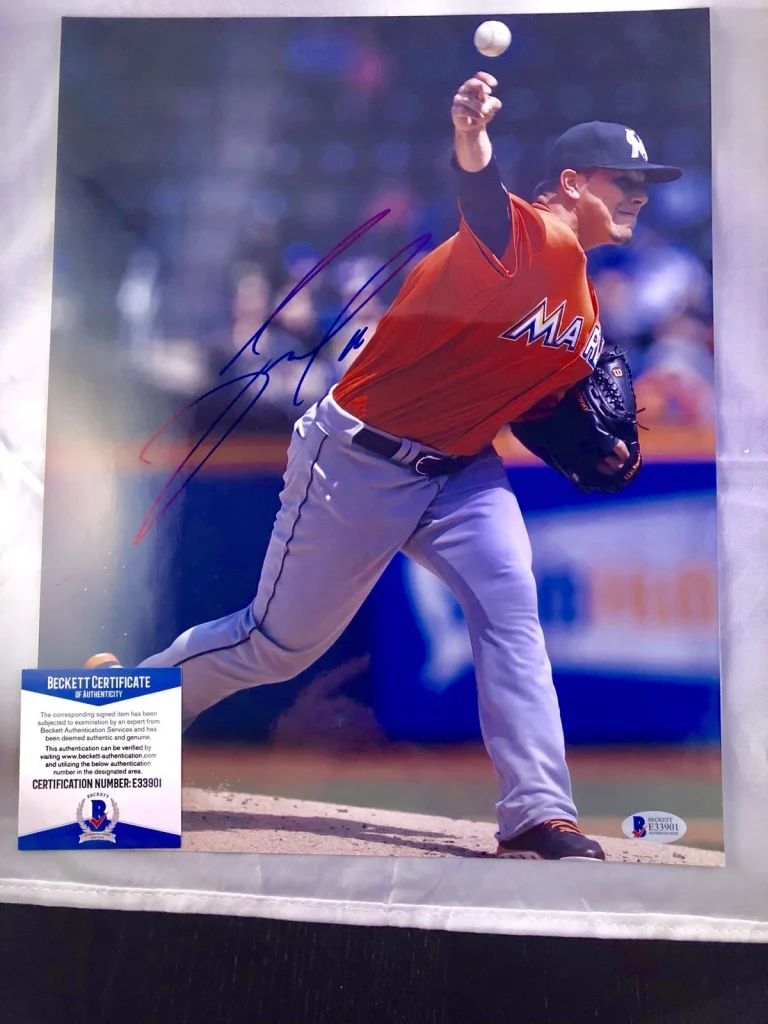 Jose Fernandez Hand Signed 11x14 Photo Miami Marlins Deceased Beckett Cert BAS
