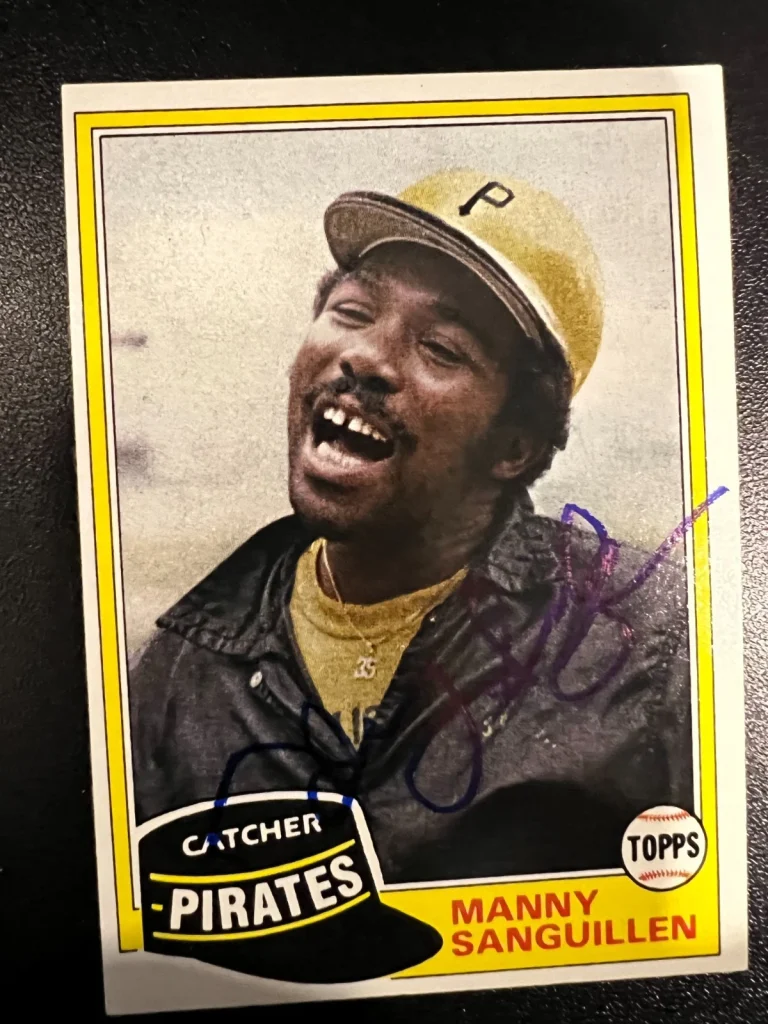 MANNY SANGUILLEN PITTSBURGH PIRATES SIGNED 1981 TOPPS CARD #226