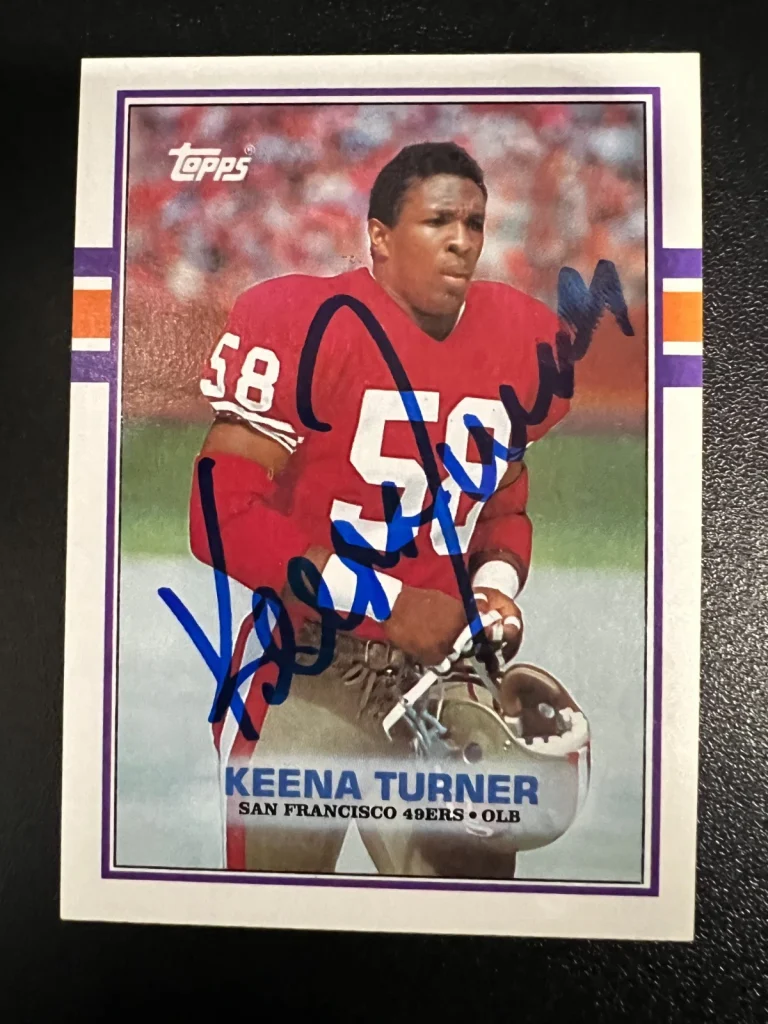 KEENA TURNER SAN FRANCISCO 49ERS SIGNED 1989 TOPPS CARD #18