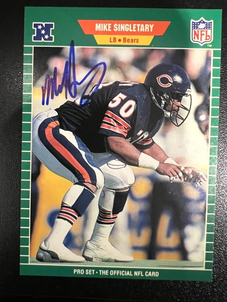 MIKE SINGLETARY CHICAGO BEARS SIGNED 1989 PRO SET CARD #50