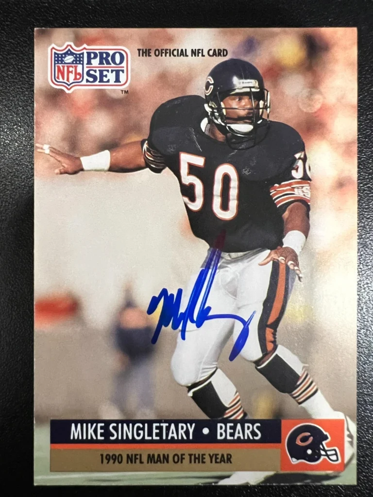MIKE SINGLETARY CHICAGO BEARS SIGNED 1991 PRO SET CARD #5