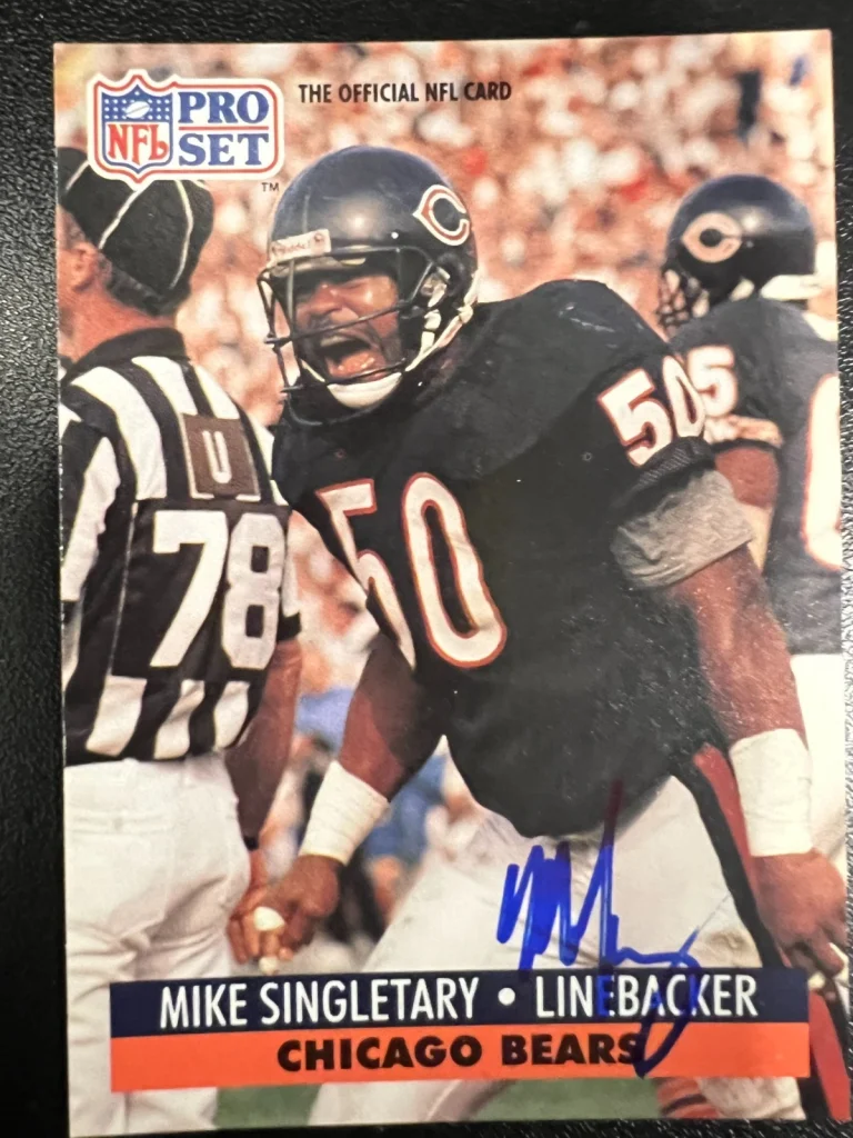 MIKE SINGLETARY CHICAGO BEARS SIGNED 1991 PRO SET CARD #458