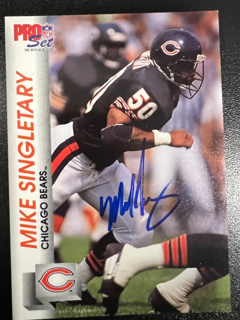 MIKE SINGLETARY CHICAGO BEARS SIGNED 1992 PRO SET CARD #452