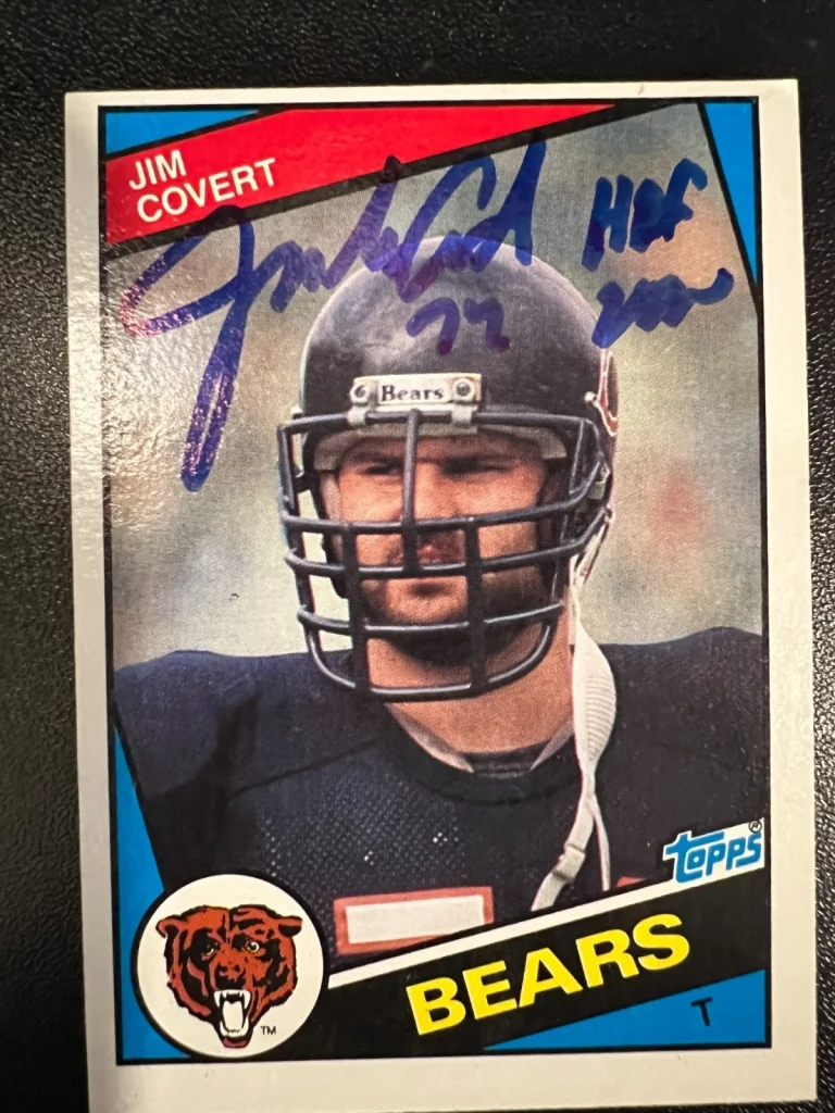 JIM COVERT CHICAGO BEARS SIGNED 1984 TOPPS ROOKIE CARD #222
