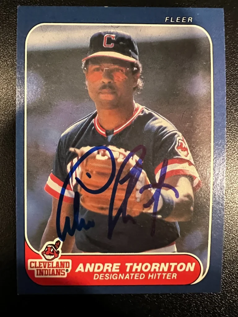 ANDRE THORNTON CLEVELAND INDIANS SIGNED 1986 FLEER CARD #596