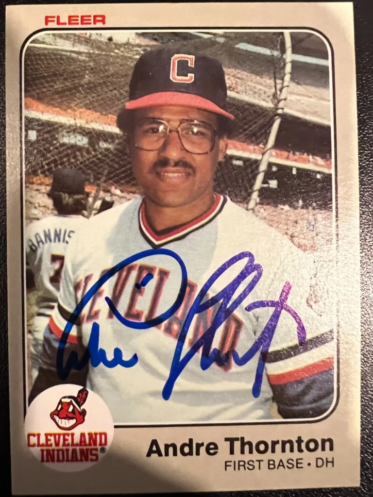 ANDRE THORNTON CLEVELAND INDIANS SIGNED 1983 FLEER CARD #421
