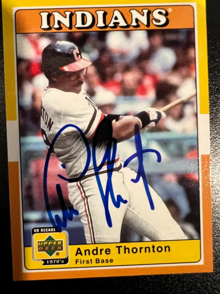 ANDRE THORNTON CLEVELAND INDIANS SIGNED 2001 UPPER DECK CARD #13