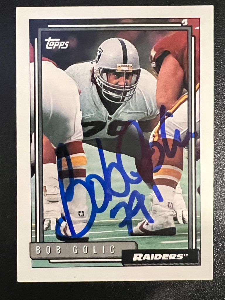 BOB GOLIC OAKLAND RAIDERS  SIGNED 1992 TOPPS CARD #478