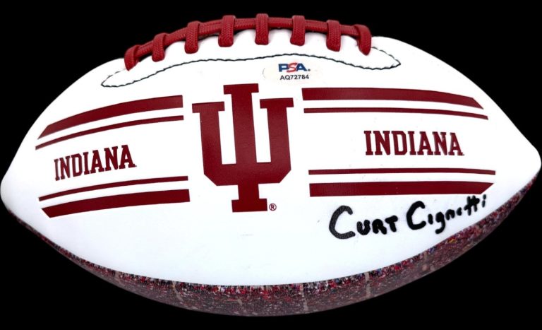CURT CIGNETTI SIGNED LOGO FOOTBALL INDIANA HOOSIERS CHAMPIONS PSA DNA COA