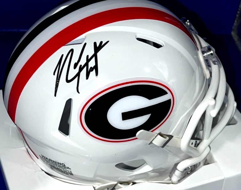 RODNEY HAMPTON GEORGIA BULL DOGS  JSA AUTHENTICATED SIGNED WHITE ALT MINI HELMET