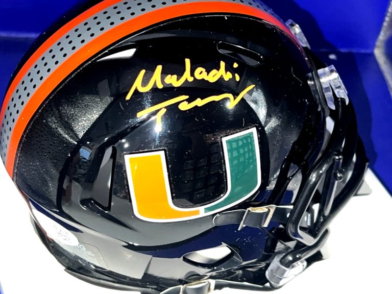 MALACHI TONEY MIAMI HURRICANES  JSA AUTHENTICATED SIGNED BLACK ALT MINI HELMET