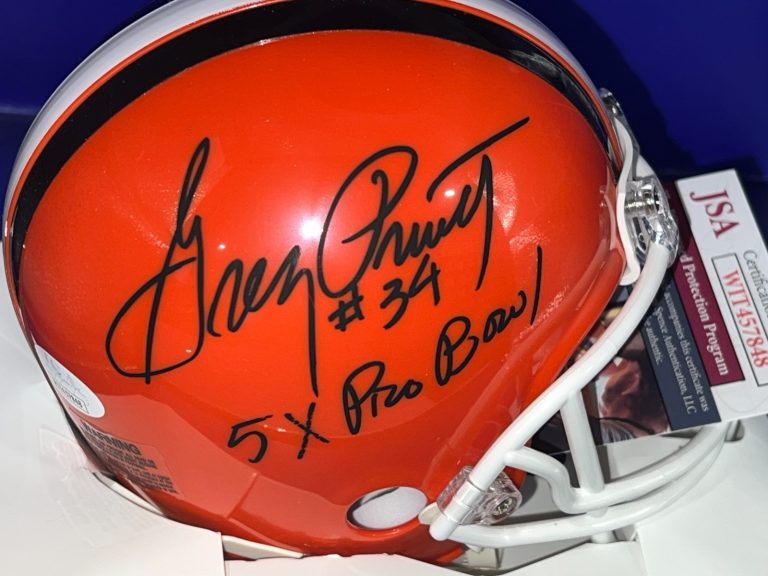 GREG PRUITT CLEVELAND BROWNS 5 X PRO BOWL JSA AUTHENTICATED SIGNED MINI HELMET