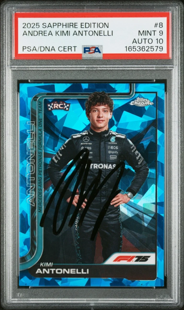 2025 Topps Chrome F1 Andrea Kimi Antonelli Sapphire Edition RC PSA 9 Auto 10