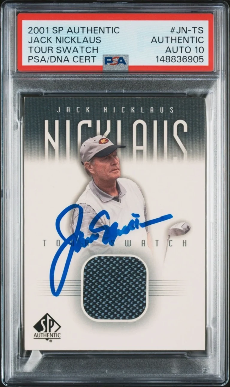 Jack Nicklaus Signed 2021 Upper Deck SP Authentic Tour Swatch PSA Auto 10