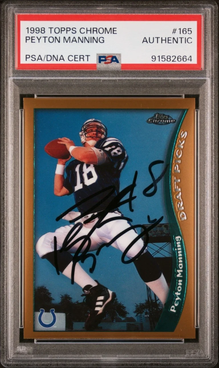 PEYTON MANNING SIGNED 1998 TOPPS CHROME ROOKIE CARD RC PSA/DNA AUTO