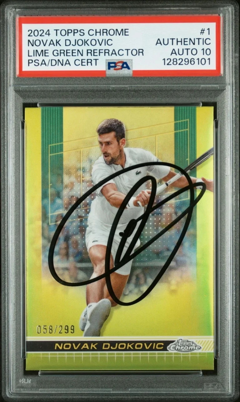 2024 Topps Chrome Tennis Novak Djokovic Lime Green Refractor /299 PSA Auto 10