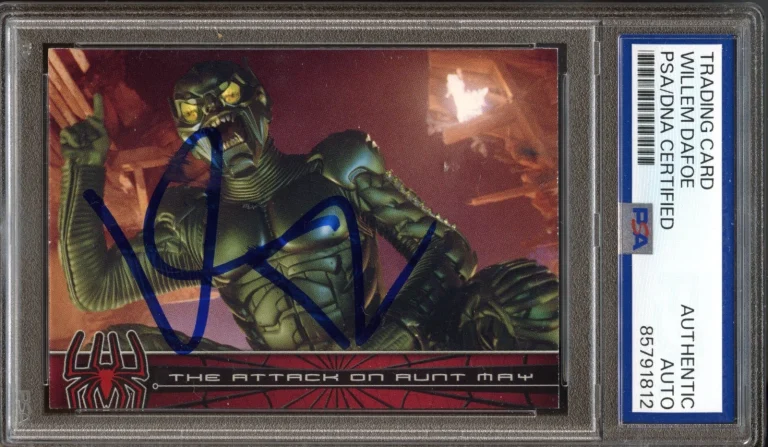 WILLEM DAFOE SIGNED 2002 TOPPS MARVEL SPIDER-MAN #69 GREEN GOBLIN PSA AUTO