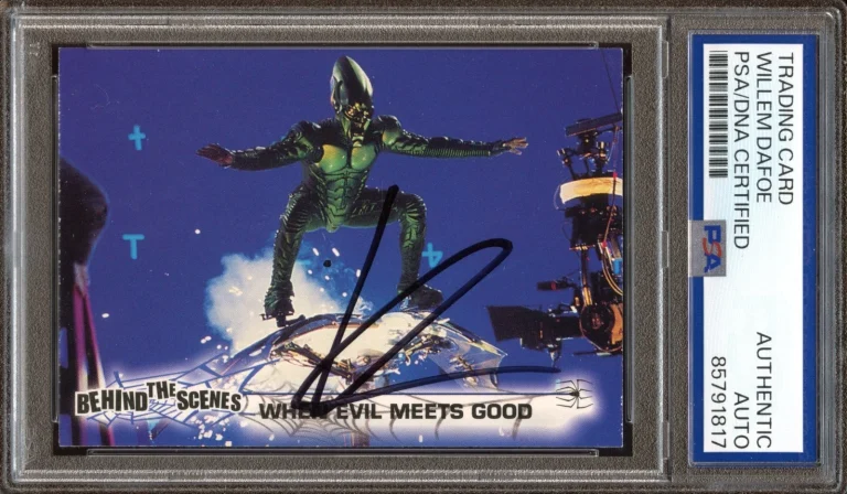 WILLEM DAFOE SIGNED 2002 TOPPS MARVEL SPIDER-MAN #84 GREEN GOBLIN PSA AUTO