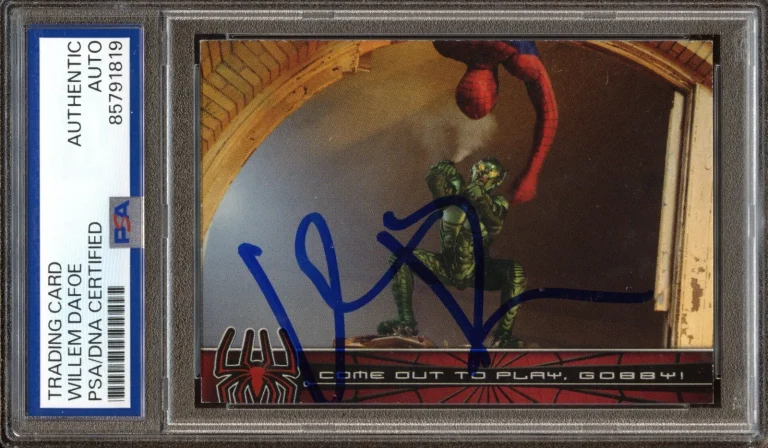 WILLEM DAFOE SIGNED 2002 TOPPS MARVEL SPIDER-MAN #60 GREEN GOBLIN PSA AUTO