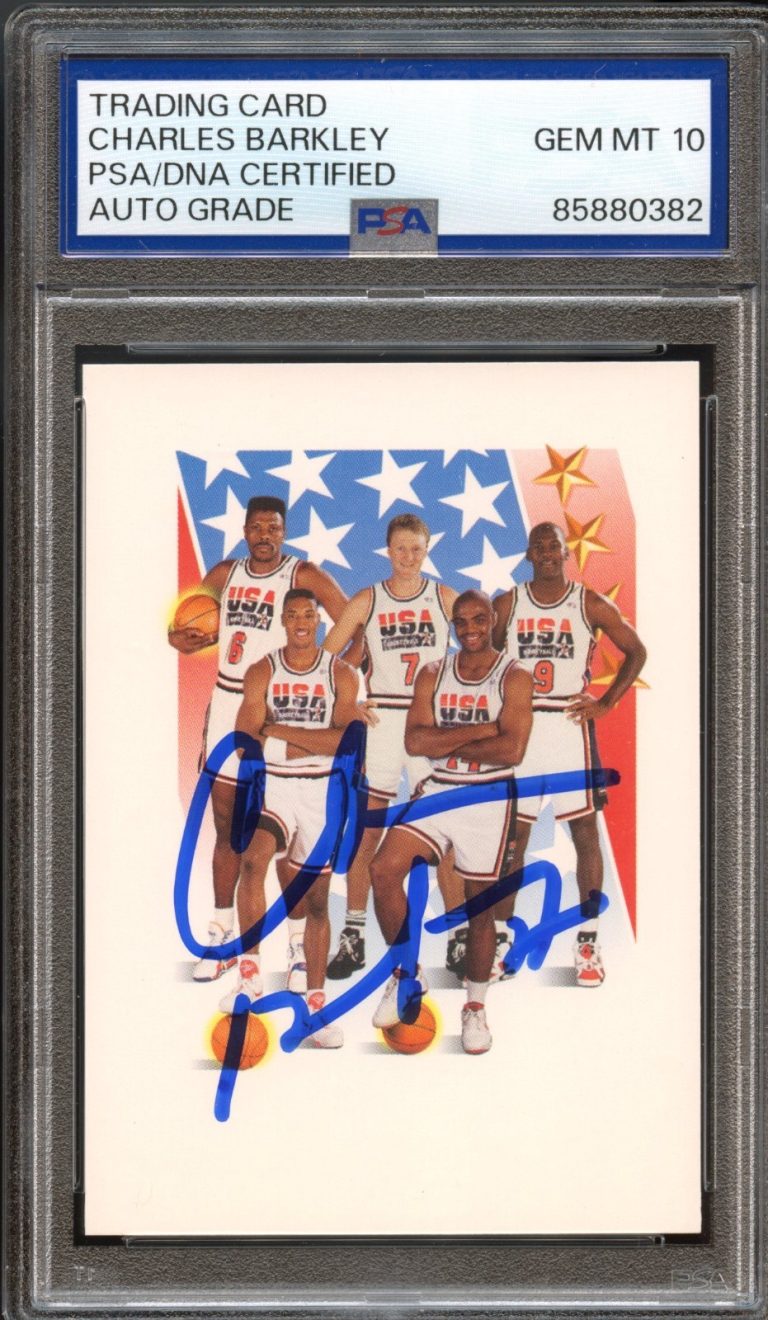 Charles Barkley Signed 1992 Skybox Dream Team USA Barcelona Olympics Psa Auto 10