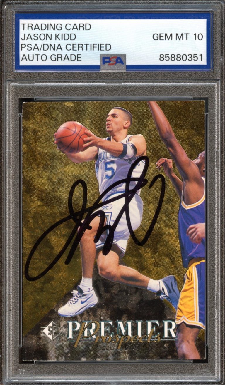 JASON KIDD SIGNED 1994-95 UPPER DECK SP PREMIER PROSPECTS FOIL RC PSA AUTO 10