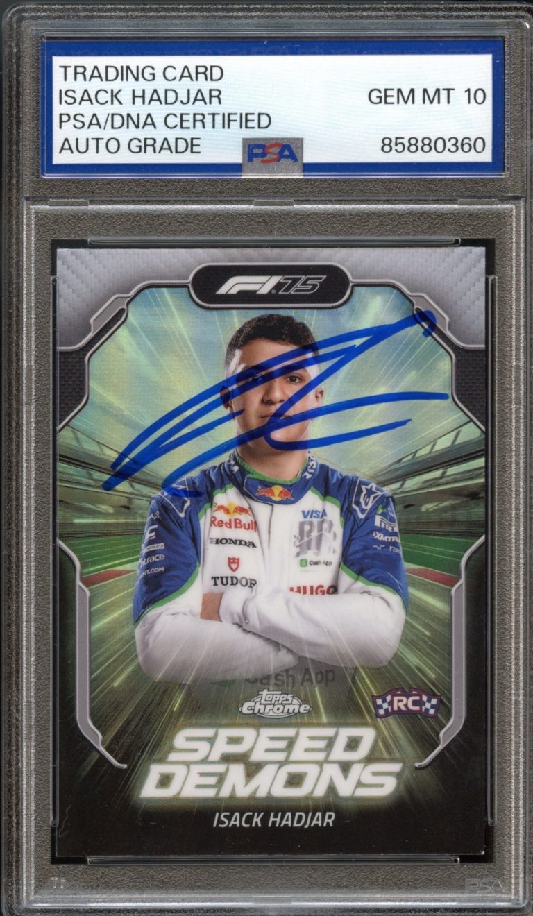 Isack Hadjar Signed 2025 Topps Chrome Formula 1 Speed Demons RC PSA Auto 10