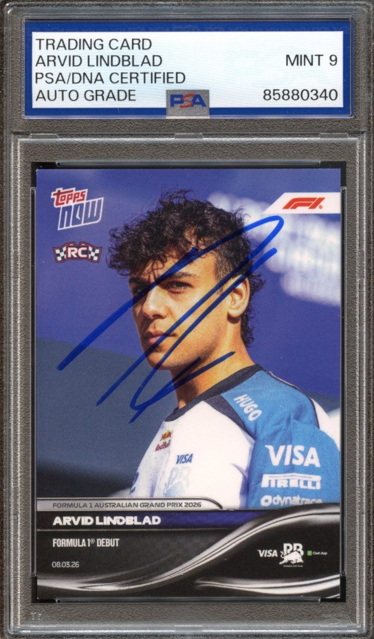 Arvid Lindblad Signed 2026 Topps Now F1 #12 F1 DEBUT Rookie Card RC PSA Auto