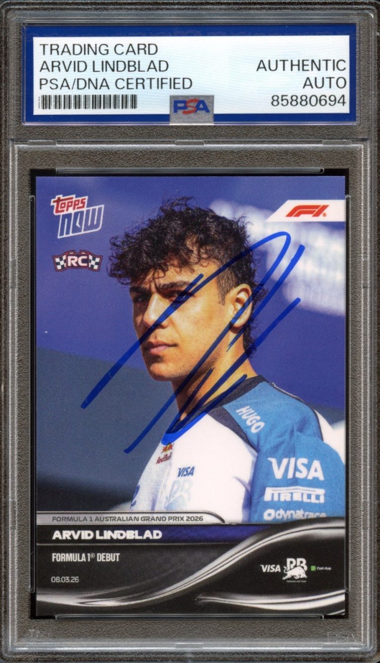 Arvid Lindblad Signed 2026 Topps Now F1 #12 Formula 1 DEBUT Rookie Card PSA Auto