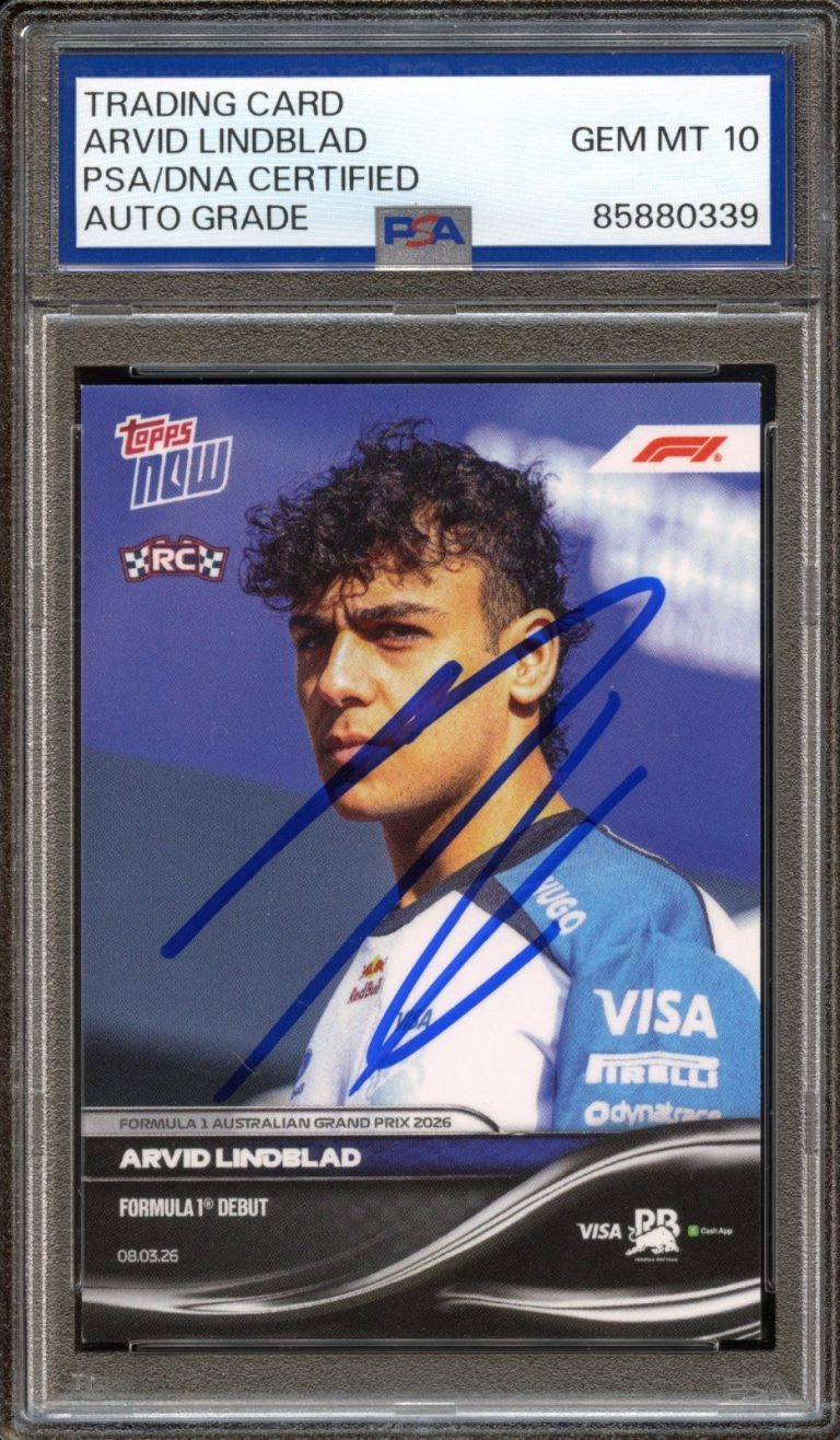 Arvid Lindblad Signed 2026 Topps Now F1 #12 Formula 1 DEBUT RC PSA Auto 10