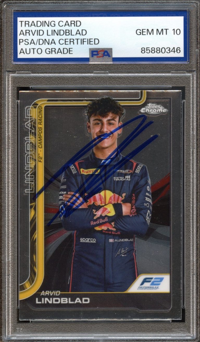 Arvid Lindblad Signed 2025 Topps Chrome F1 #23 Rookie Card RC PSA 10 Auto