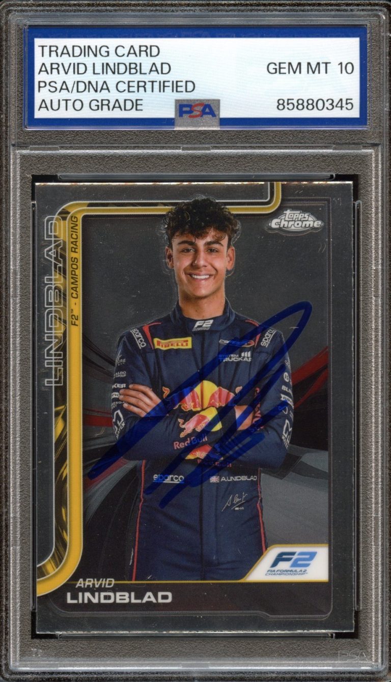 Arvid Lindblad Signed 2025 Topps Chrome F1 #23 Rookie Card RC PSA Auto 10 RARE