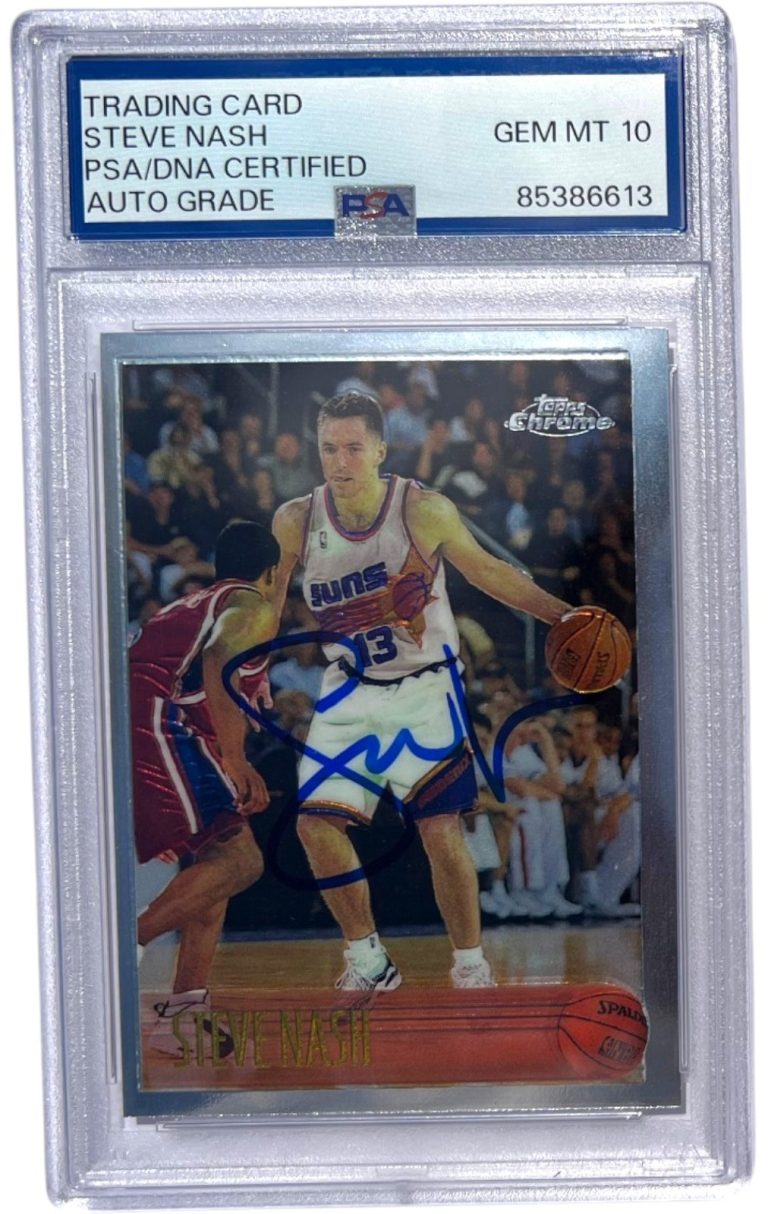 1996 TOPPS CHROME #182 STEVE NASH SIGNED ROOKIE BASKETBALL CARD RC PSA AUTO 10