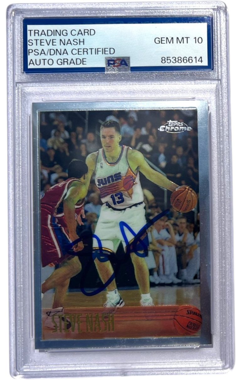 STEVE NASH SIGNED 1996 TOPPS CHROME #182 ROOKIE BASKETBALL CARD RC PSA 10 AUTO