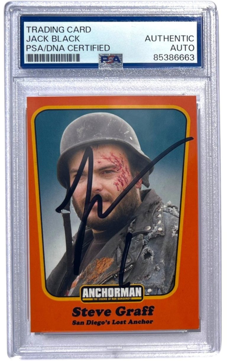 JACK BLACK Signed Steve Graff 2011 Dreamworks Anchorman ROOKIE #11 PSA Auto