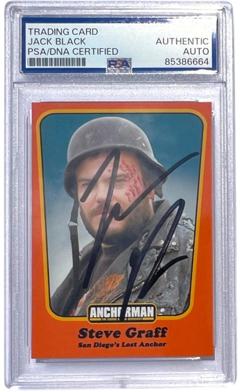 JACK BLACK Signed 2011 Dreamworks Anchorman Steve Graff RC ROOKIE #11 PSA Auto