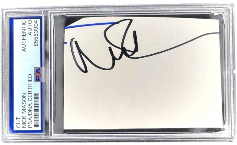 Nick Mason Founding Member Pink Floyd Signed Cut Autograph PSA/DNA