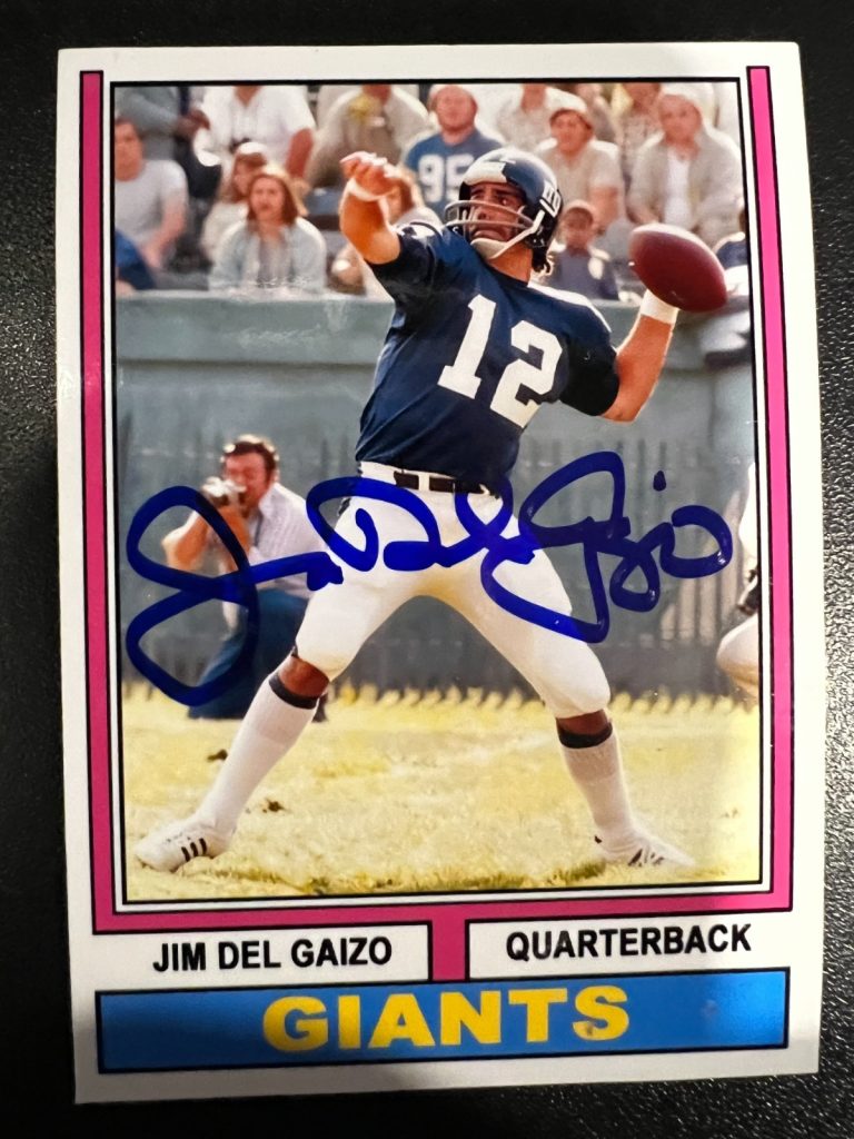 JIM DEL GAIZO NEW YORK GIANTS  SIGNED 1974 STYLE CUSTOM CARD