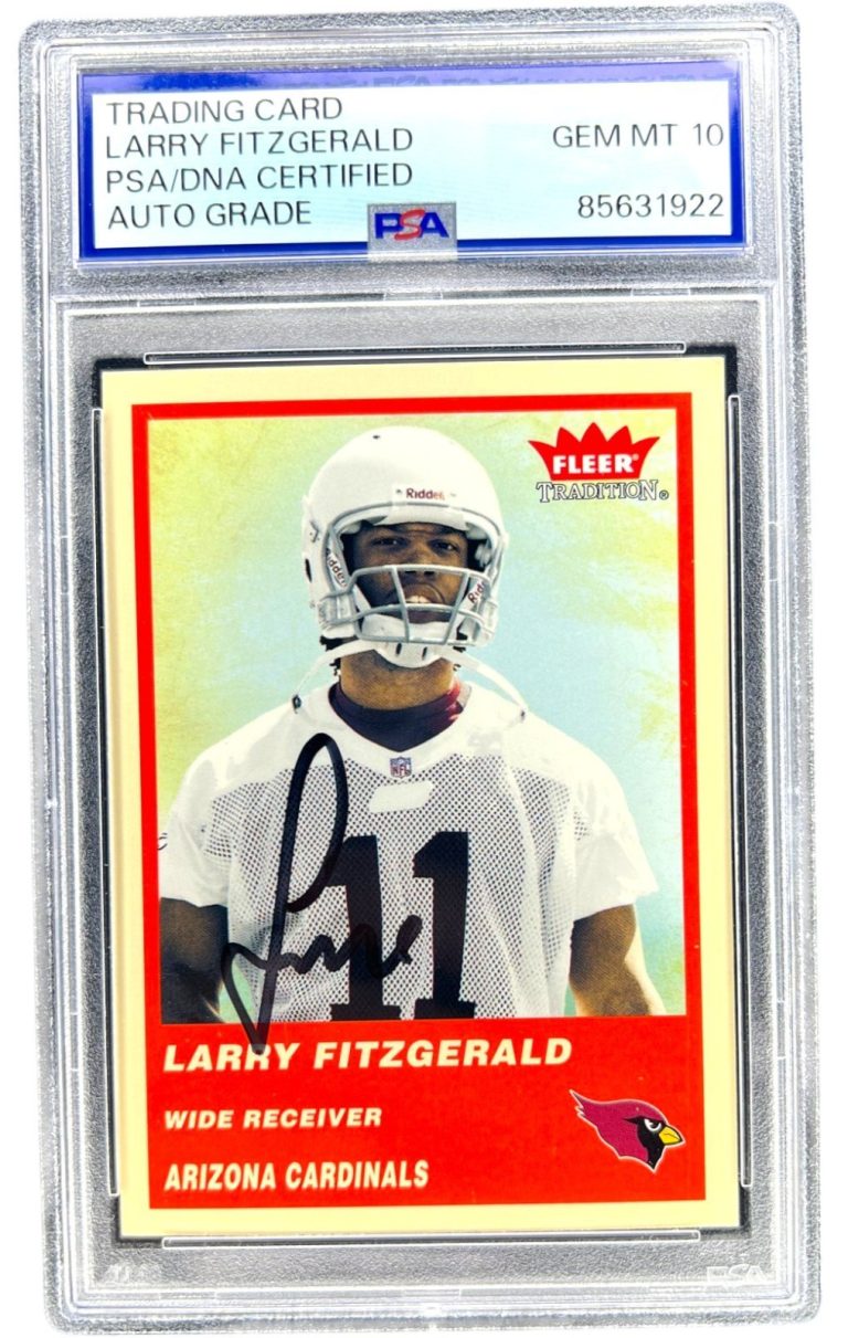 LARRY FITZGERALD SIGNED 2004 FLEER TRADITION #332 ROOKIE RC PSA AUTO 10