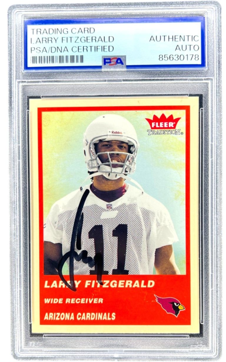 LARRY FITZGERALD SIGNED 2004 FLEER TRADITION #332 ROOKIE RC PSA AUTO HOF