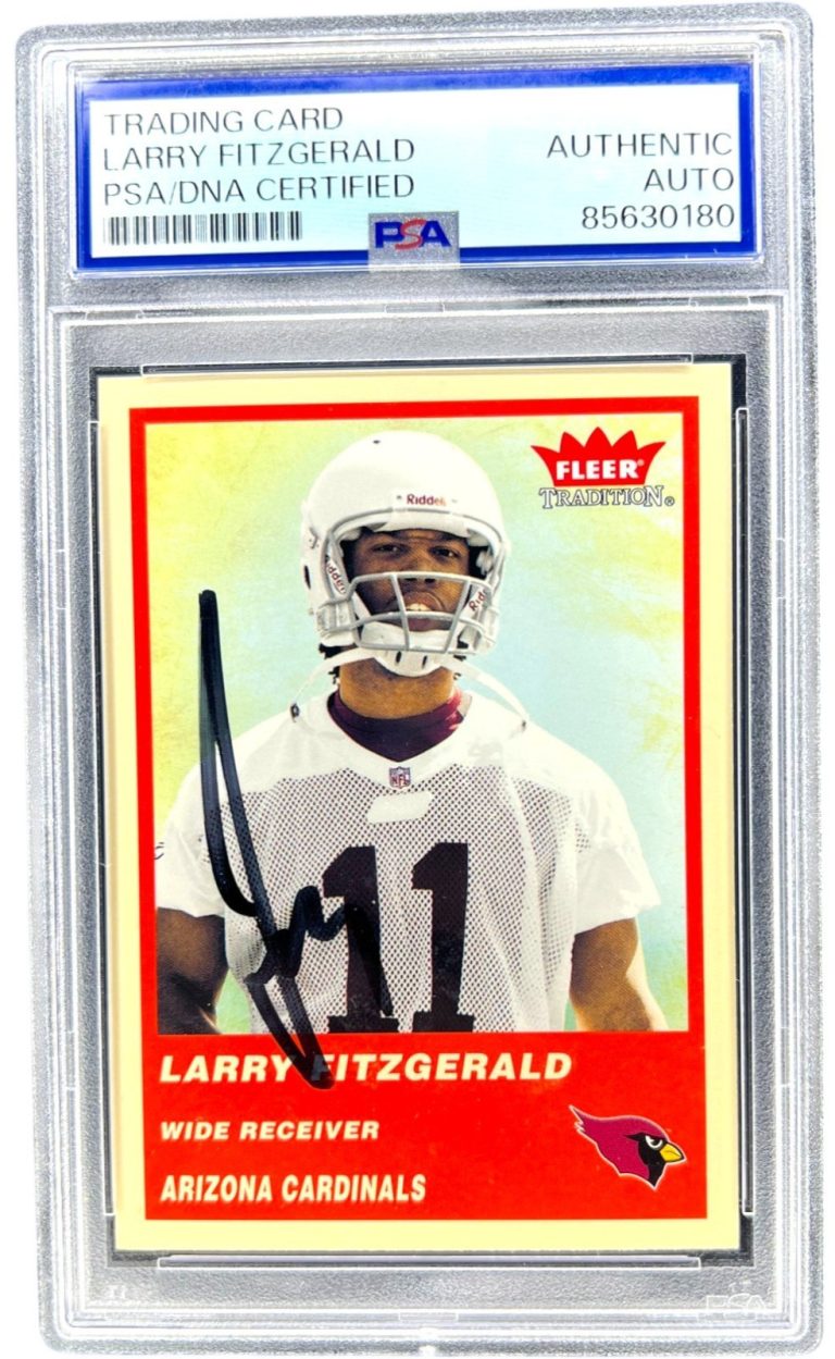 LARRY FITZGERALD SIGNED 2004 FLEER TRADITION #332 ROOKIE RC PSA AUTO CARDINALS