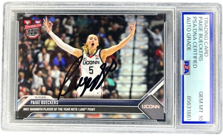 PAIGE BUECKERS SIGNED 2023 TOPPS BOWMAN NOW #17 UCONN CARD PSA/DNA AUTO 10