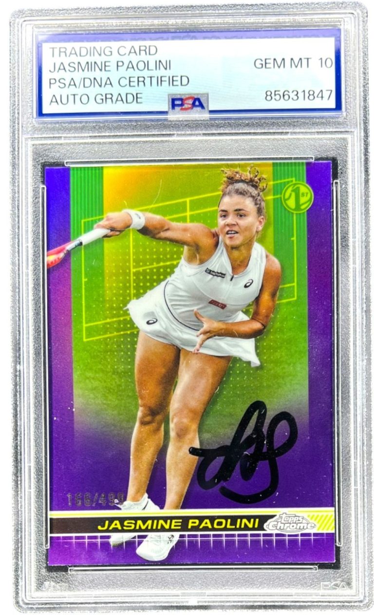JASMINE PAOLINI SIGNED 2024 TOPPS CHROME PURPLE REFRACTOR /499 PSA AUTO 10